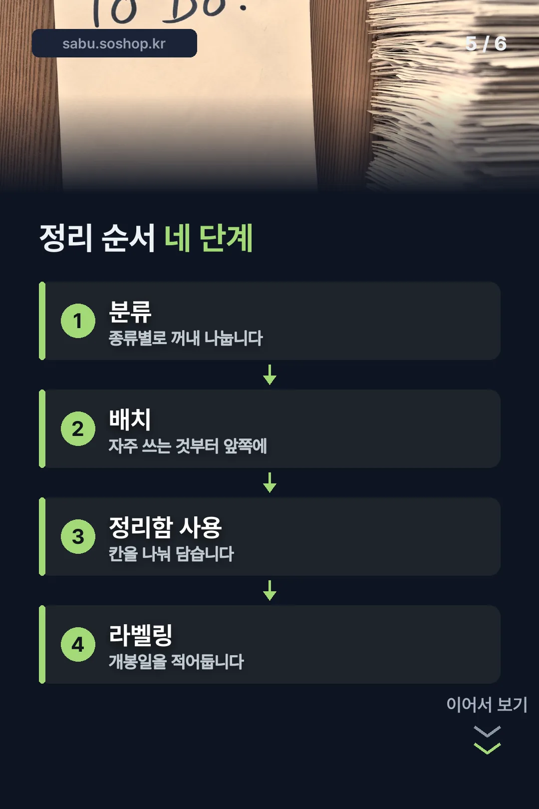 정리 순서 네 단계